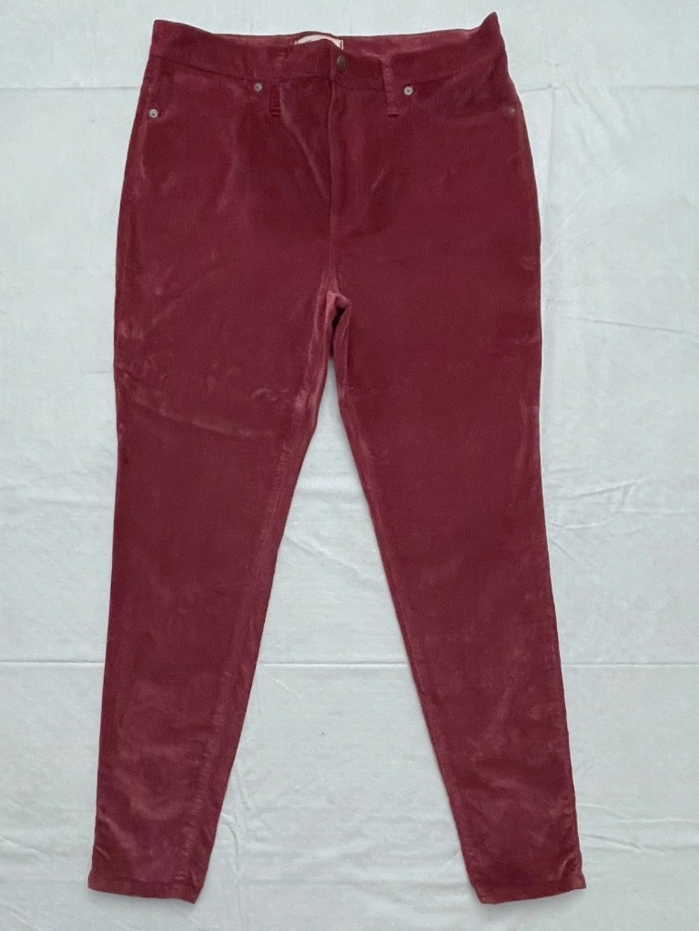 Madewell Cranberry "10" High Rise Skinny" Jeans Size 31 Velour type fabric